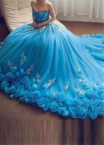 Charming Tulle & Organza Strapless Neckline Ball Gown Prom / Sweet 16 Dresses