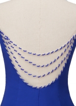 Chic Stretch Satin V-neck Neckline Floor-length Mermaid Evening Dresses With Beading