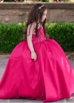 Sweet Jewel Neckline Ball Gown Flower Girl Dress With Beaded Lace Appliques