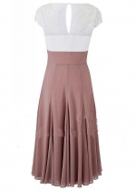 Wonderful Chiffon V-neck Neckline Tea-length A-line Mother Of The Bride Dress With Cap Sleeves