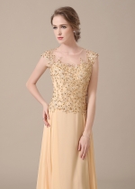 Elegant Lace & Chiffon Jewel Neckline Full-length A-line Mother of The Bride Dresses