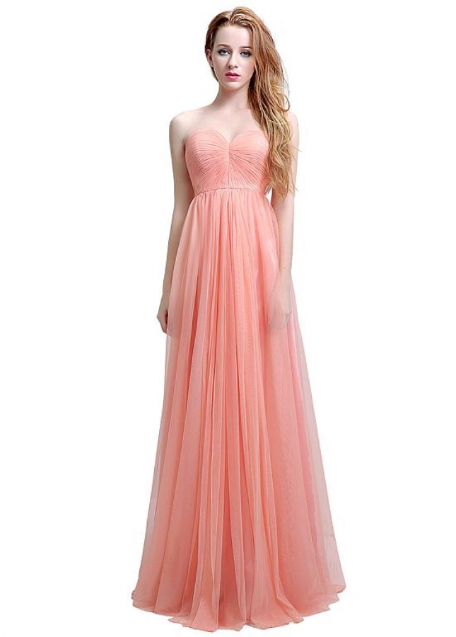 Popular Tulle Sweetheart Neckline Convertible A-line Bridesmaid Dresses With Pleats