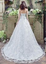 Modest Lace Sweetheart Neckline A-Line Wedding Dresses With Beads & Rhinestones
