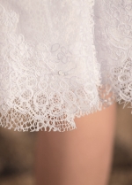 Chic Tulle V-neck Neckline Knee-length A-line Wedding Dresses With Beaded Lace Appliques