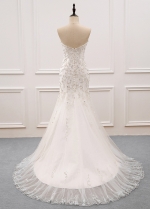 Gorgeous Tulle Sweetheart Neckline Mermaid Wedding Dress With Beaded Embroidery