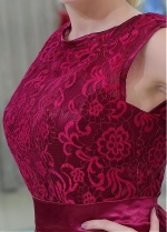 Eye-catching Lace Bateau Neckline Short Length A-line Cocktail Dresses With Belt