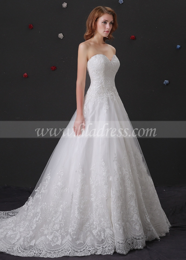 Glamorous Tulle A-line Wedding Dress With Lace Appliques