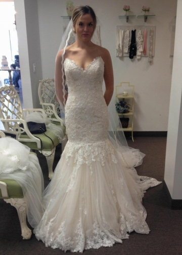 Beaded Appliques Lace Mermaid Wedding Dresses with Tulle Skirt