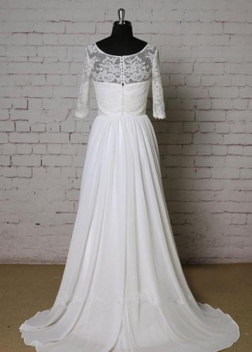 Beautiful Lace Chiffon Modest Wedding Dresses with Sleeves uk