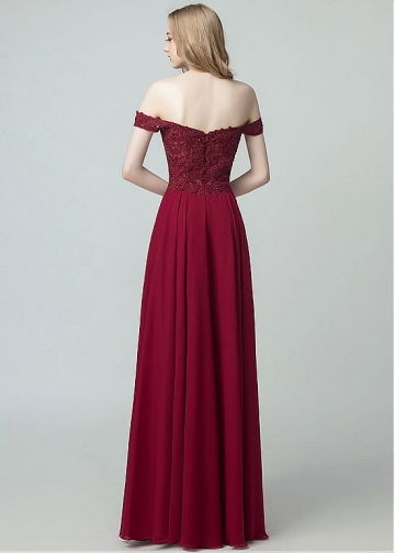 Stunning Chiffon Off-the-shoulder Neckline A-line Evening Dresses