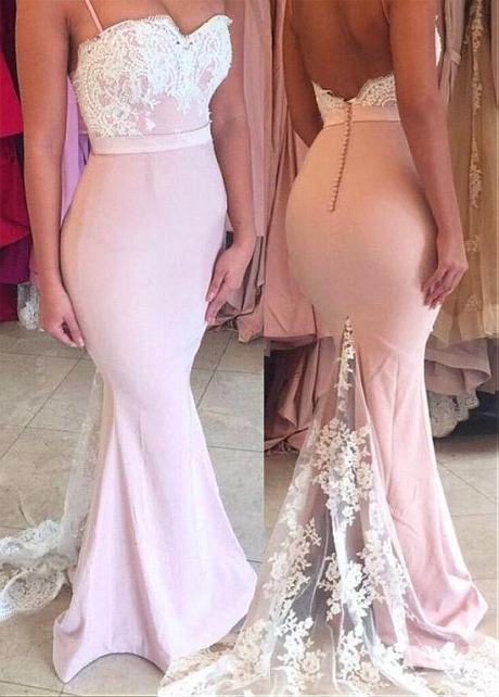 Graceful Pink Spaghetti Straps Neckline Floor-length Mermaid Prom Dresses