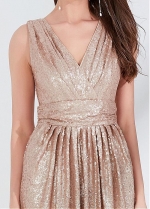 Sparkling Sequin Lace V-neck Neckline A-line Evening Dress