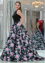 Outstanding Satin Jewel Neckline Floor-length A-line Formal Dresses With Pockets