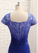 Delicate Royal Blue Knee-length Sheath/Column Mother Of The Bride Dresses With Jacket