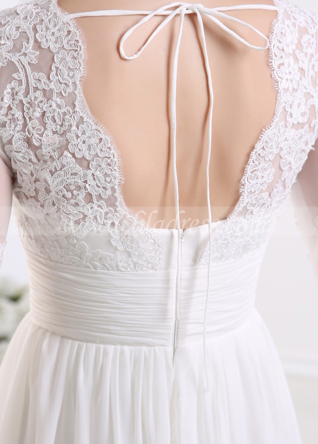 Amazing Chiffon A-line V-neck Empire Waist Short Wedding Dress