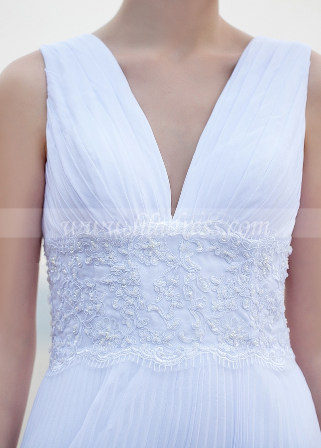 Stunning Chiffon V-neck Neckline A-line Wedding Dresses