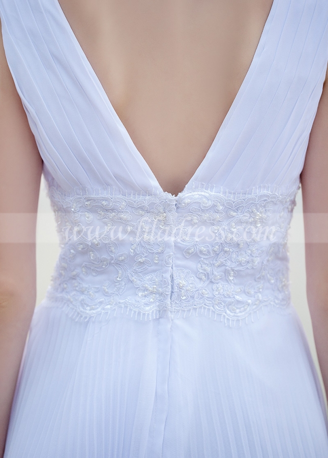 Stunning Chiffon V-neck Neckline A-line Wedding Dresses