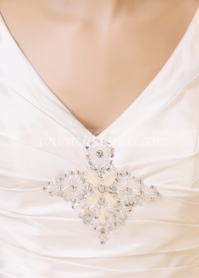 Elegant Taffeta V-neck Neckline Pick-up A-line Wedding dresses