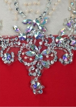 Romantic Tulle & Spandex V-neck Neckline Mermaid Prom Dresses With Beadings