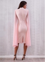 Fashionable Dacron High Collar Knee-length Sheath/Column Evening Dresses