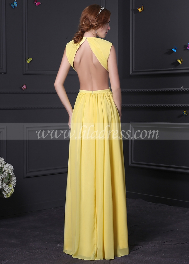 Junoesque Chiffon High Collar Neckline A-Line Formal Dresses