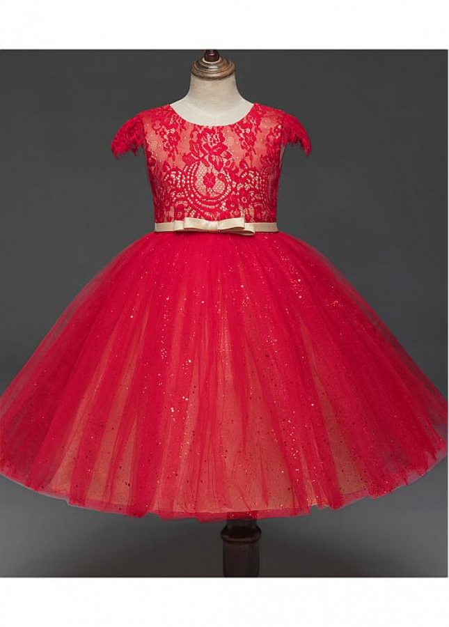 Marvelous Lace & Tulle Jewel Neckline A-line Flower Girl Dresses With Bowknot