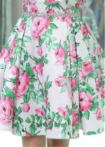Sweet V-neck Neckline Short Length A-line Print Homecoming Dresses With Beadings