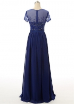 Gorgeous Tulle & Chiffon Jewel Neckline A-line Mother Of The Bride Dresses With Beadings