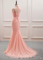 Fantastic Tulle & Chiffon V-neck Neckline Mermaid Mother Of The Bride Dress With Beaded Lace Appliques
