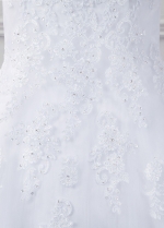 Fabulous Tulle V-neck Neckline Mermaid Wedding Dress With Beaded Lace Appliques