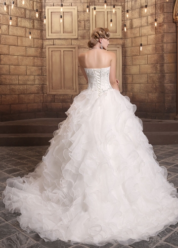 Gorgeous Satin & Organza Sweetheart Neckline Ball Gown Wedding Dresses