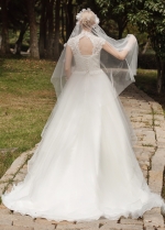 Classic Lace & Tulle Illusion High Neckline A-line Wedding Dresses