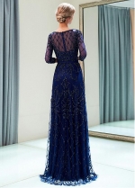 Gorgeous Tulle Bateau Neckline Full-length A-line Evening Dress With Beadings