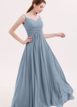 Dusty Blue Bridesmaid Dresses Long Chiffon Skirt Vestido de la dama de honor