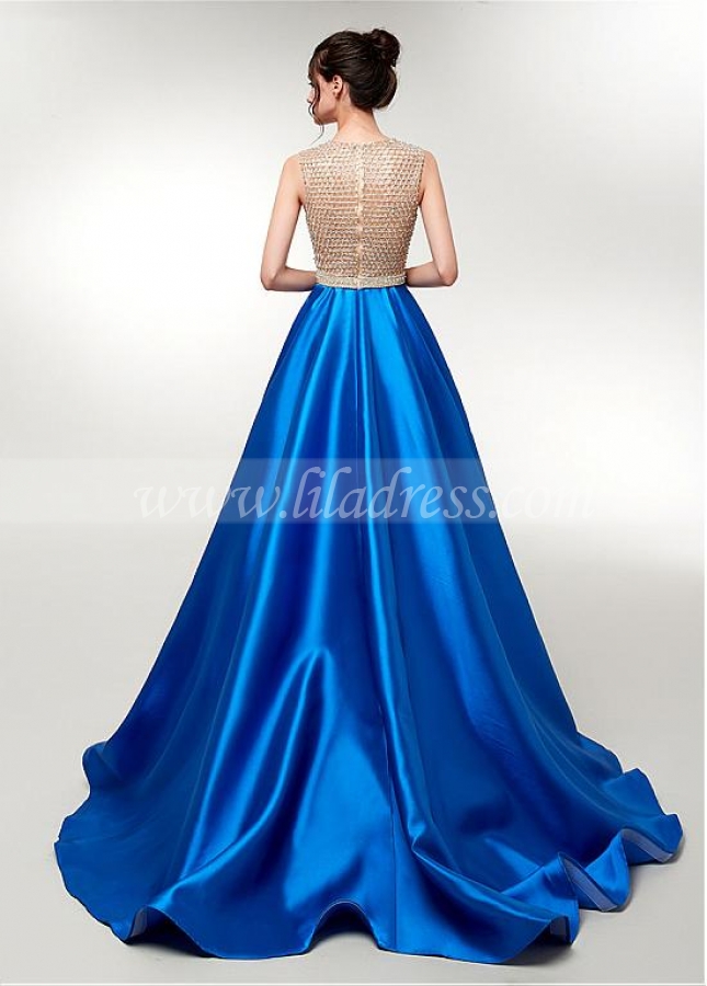 Fabulous Satin V-neck Neckline Floor-length A-line Evening Dress With Beadings