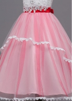 Chic Tulle & Lace Jewel Neckline Ball Gown Flower Girl Dress With Lace Appliques
