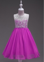 Marvelous Lace & Chiffon Jewel Neckline A-line Flower Girl Dress