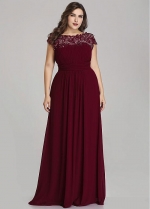 Graceful Lace & Chiffon Jewel Neckline A-line Mother Of The Bride Dresses With Beadings