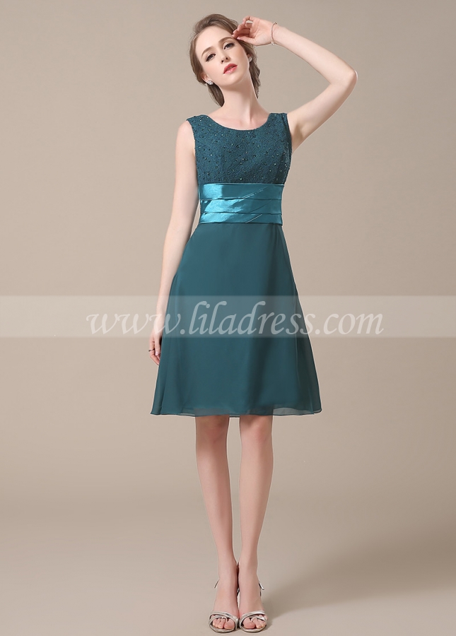 Chic Lace & Chiffon Scoop Neckline A-line Mother of The Bride Dresses With Detachable Jacket