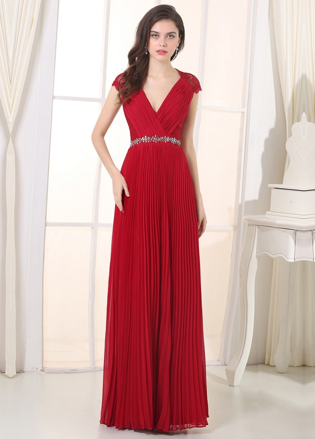 Charming Chiffon V-Neck A-Line Prom / Bridesmaid Dresses