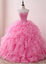 Stunning Organza & Satin Sweetheart Neckline Floor-length Ball Gown Quinceanera Dresses With Beadings & Detachable Jacket
