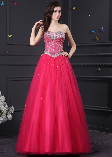 Lovely Tulle & Satin Sweetheart Neckline Ball Gown Quinceanera Dresses