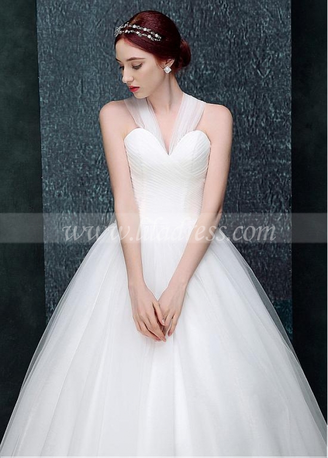 Amazing Tulle Off-the-shoulder Neckline Full-length A-line Wedding Dress