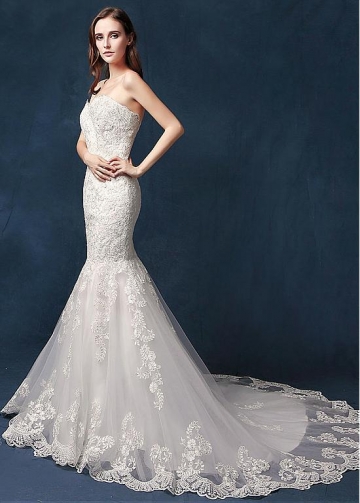 Marvelous Tulle Sweetheart Neckline Natural Waistline Mermaid Wedding Dress With Lace Appliques