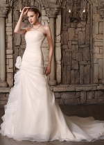 Amazing Organza Satin Strapless Neckline 2 In 1 Wedding Dresses