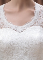 Alluring Lace Scoop Neckline Mermaid Wedding Dresses
