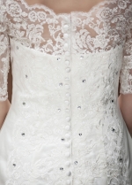Classic Satin Off-the-shoulder Neckline A-line Wedding Dresses With Lace Appliques