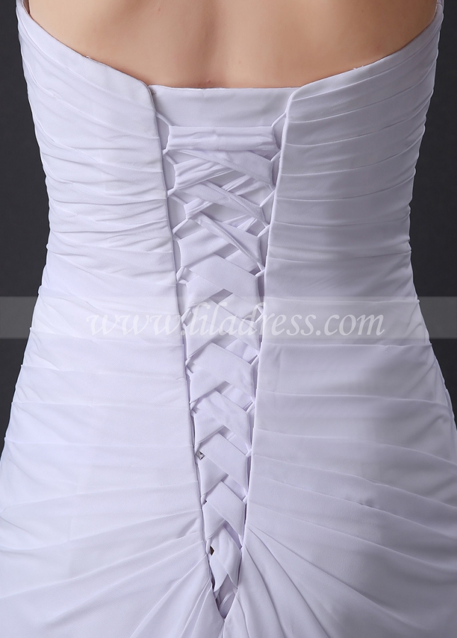 Elegant Chiffon Sweetheart Neckline Mermaid Wedding Dress With Beaded Lace Appliques