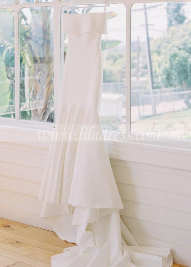 Elegant Mermaid Wedding Dress with Wrapped Off-the-shoulder