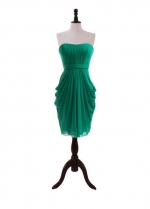 Emerald Green Bridesmaid Dress Short Draped Chiffon